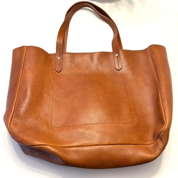 Brown Leather Tote Bag with Colorful Stripe - Picture 8 of 8